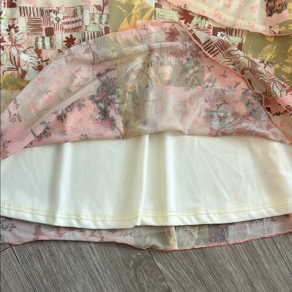 NWT Cottage Floral Patchwork Spaghetti Strap Dress - Picture 4 of 12